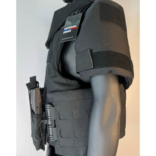 Бронежилет разгрузочный UNIVERSAL ARMOR в Бийске (СВМПЭ + бронеплиты Бр5 класса) черный